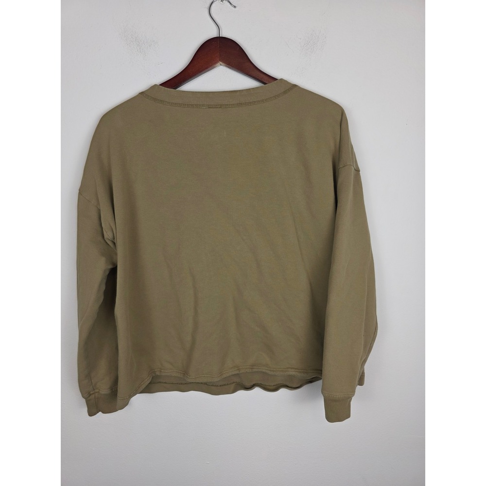 ISCHIKO Women's Olive Green Long Sleeve Graphic‎ Tee Size 8/10 Happy Healthy - Picture 2 of 8